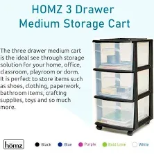 Homz Plastic 3 Drawer Medium Storage Container Tower