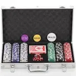 Poker Chips Set for Texas Holdem Blackjack Tournaments with Aluminum Case 2 Deck