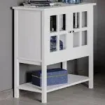 White Console Table With Open Shelf Glass Storage Cabinet For Home Organizing