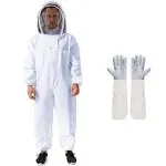 Professional Beekeeping Suit Outfit Apiarist Full Body Suit Beekeeping Jacket with Gloves&Ventilated Hood Beekeeper Hat with Netting Protection for Backyard Beginner Beekeepers (XL)