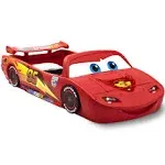 Lightning McQueen Toddler Twin Bed Frame Kids Boys Pixar Cars Built In Toy Box