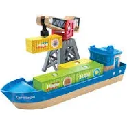 Hape Cargo Ship & Crane | Toy Boat and Crane Playset, for Children Ages 3Y+