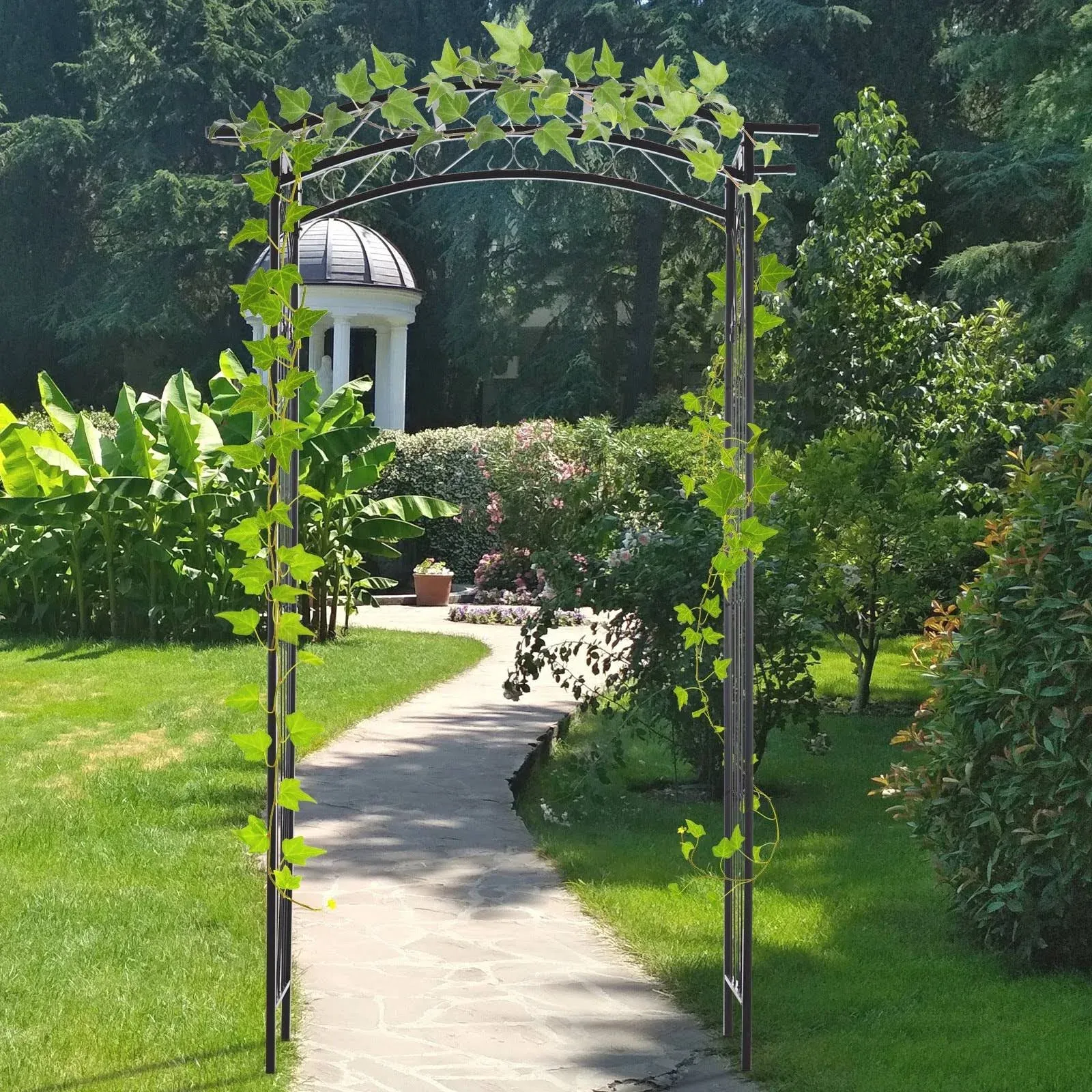 Pebbleton Scrollwork Garden Arbor &amp; Trellis Arch by Black