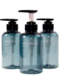 Yeeco Shampoo Pump Bottle 10oz300ml Clear Blue 3 Packs