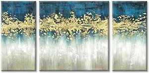 Abstract Wall Art Canvas Painting: Heavy Textured Hand-Painted Rustic Brushtr...