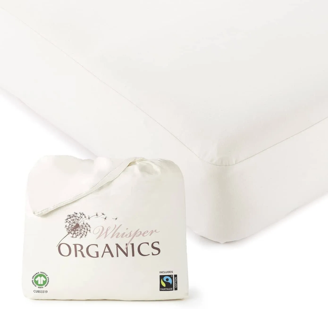 Whisper Organics 100% Waterproof Organic Mattress Protector - Crib Mattresses Cover - GOTS & Fairtrade-Certified Organic - Breat