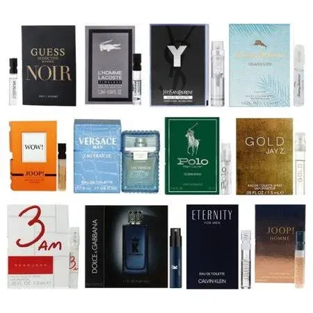 12 Men&#039;S Cologne Samples Vials with Velvet Pouch Set