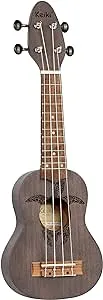 Ortega Guitars, 4-String Keiki Series Sopranino Ukulele with Turtle Etching, Right, Transparent black, (K1-CO)