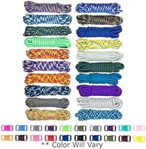 West Coast Paracord Zesty 550lb Survival Paracord Random Combo Crafting Kit 10 Colors of 500lb Cord and 10 Buckles - Type III Paracord - Make 10 Paracord Bracelets - Great Gift