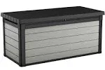 Keter Denali 150 Gallon Resin Large Deck Box-Organization and Storage for Patio Furniture, Outdoor Cushions, Garden Tools and Pool Toys, Grey & Black