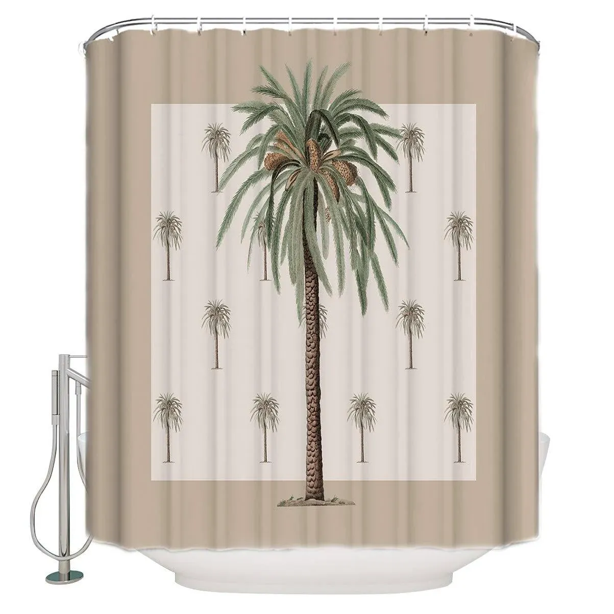 Palm Tree Shower Curtain Set with Hook 72" x 72",Tropical Summer Beach Plant Leaves Washable Cloth Polyester Fabric Shower+Curtain,Waterproof Bath Curtains for Bathroom,Showers,Bathtubs Accessories