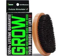 GROW First Cut Boar Bristle Beard & Wave Brush for Men 360