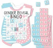 Big Dot of Happiness Baby Gender Reveal - Picture Bingo Cards and Markers - Team Boy or Girl Baby Shower Shaped Bingo Game - Set of 18