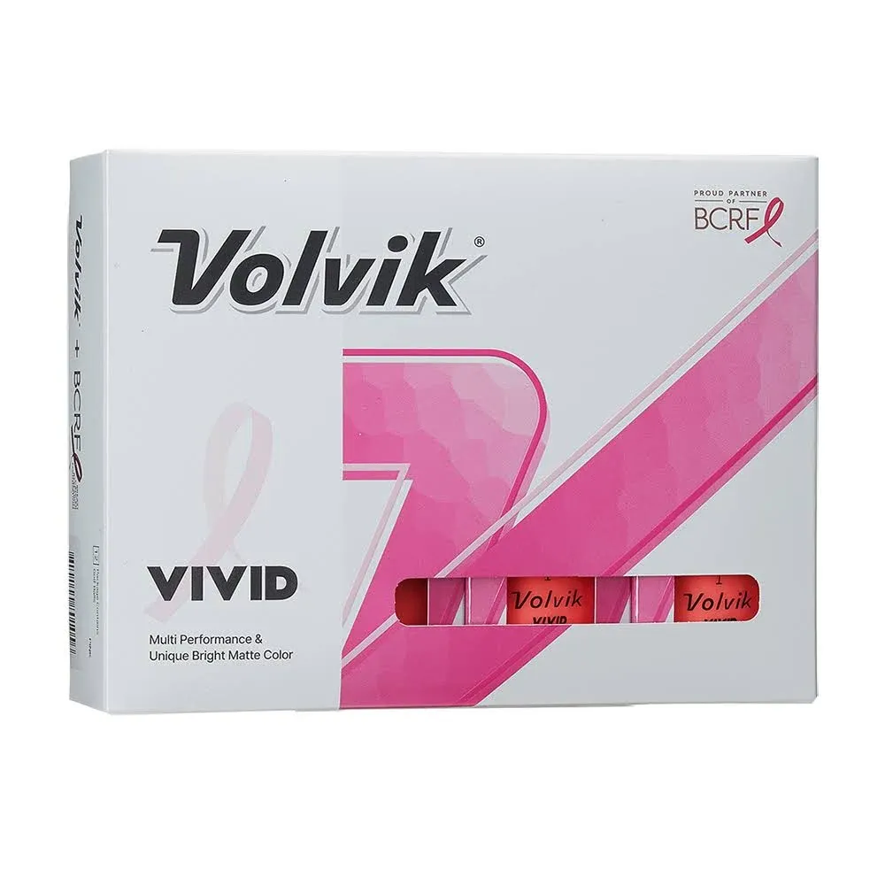 New Volvik Vivid BCRF Golf Balls 1-Dozen Pink