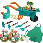 16Pcs Kids Gardening Tools Outdoor Toys Set Backyard Play with Wheelbarrow,