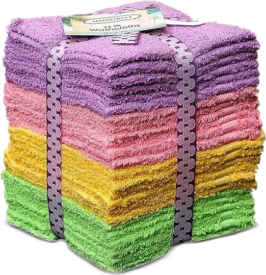 Cotton Assorted Pastel Mix Washcloths Ring Spun Premium Cotton 12'' x 12'' (66)