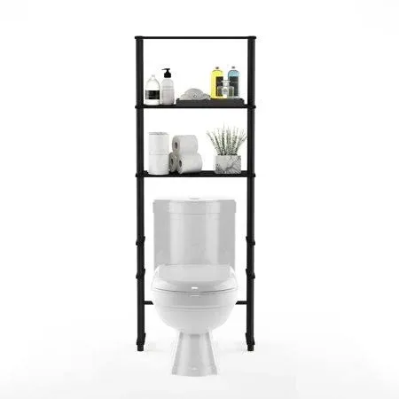 Furinno 99763EX-BK Turn-N-Tube Toilet Space Saver with 3 Shelves Espresso & Black