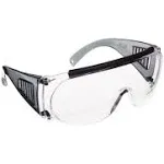 Shooting Safety Glasses, Fit-over, Clear, Wrap Around Frame, Polycarbonate,