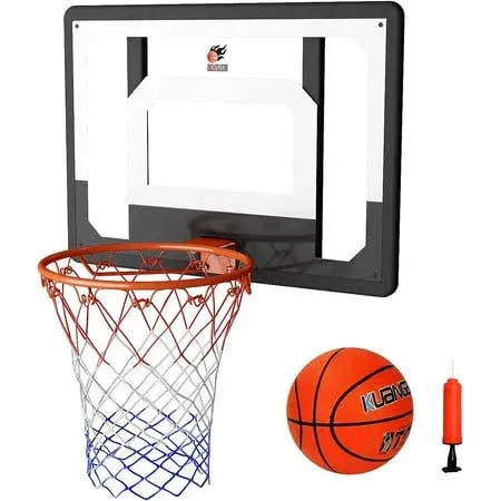 Cyfie Wall Mount Large Basketball Hoop with Door Hooks, 32" x 23" Backboard, Ball and Rim, Outdoor lndoor Basketball Hoops Games Set for Youth Adults Kids Gifts