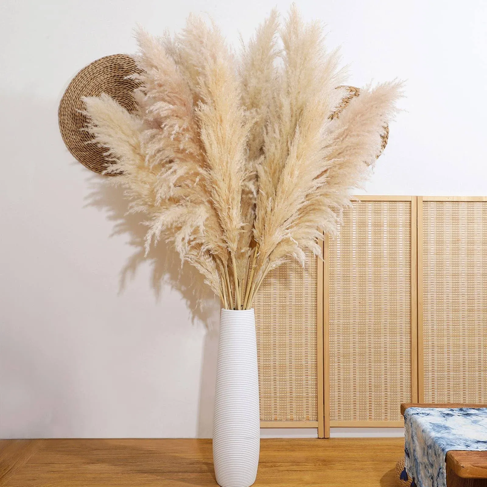 Pampas Grass Decor Tall, 47" Inch 10 Stems Natural Pompas Grass, Dried Pampas Grass for Wedding, Birthday Party, Farmhouse, Boho Home Decor, Baby Shower Decorations