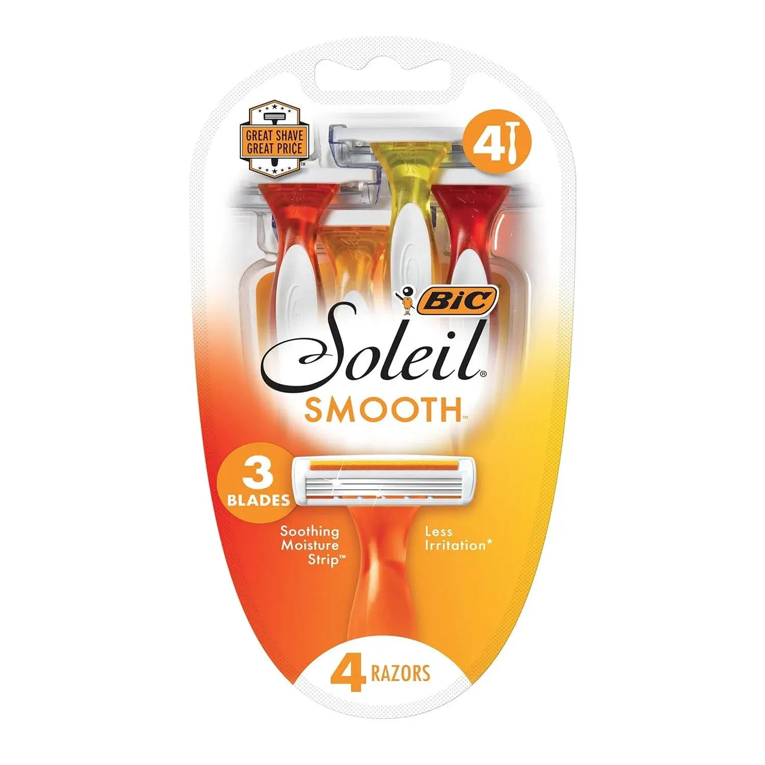 Bic Soleil Razors, Smooth, 3 Blades - 4 razors