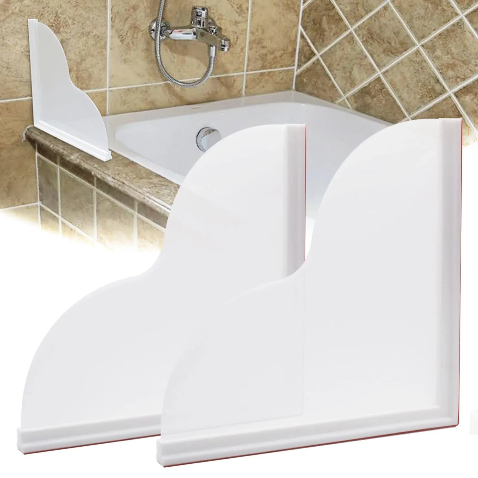 Shower Splash Guard, 2pcs Large Tub Water Splash Guard with Self-Adhesive Splash Guard for Bathtub Corner to keep water in Shower or Bath (9.25"x9.25")