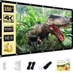 AAJK Outdoor Projection Screen 150 inch, Washable Projector Screen 16:9 Foldable Anti-Crease Portable Projector Movies Screen for Home Theater