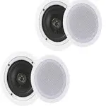 Pyle 5.25" In-Wall/In-Ceiling Speakers 2-Way Flush Mount Home Speaker Pair - 150 Watt - White