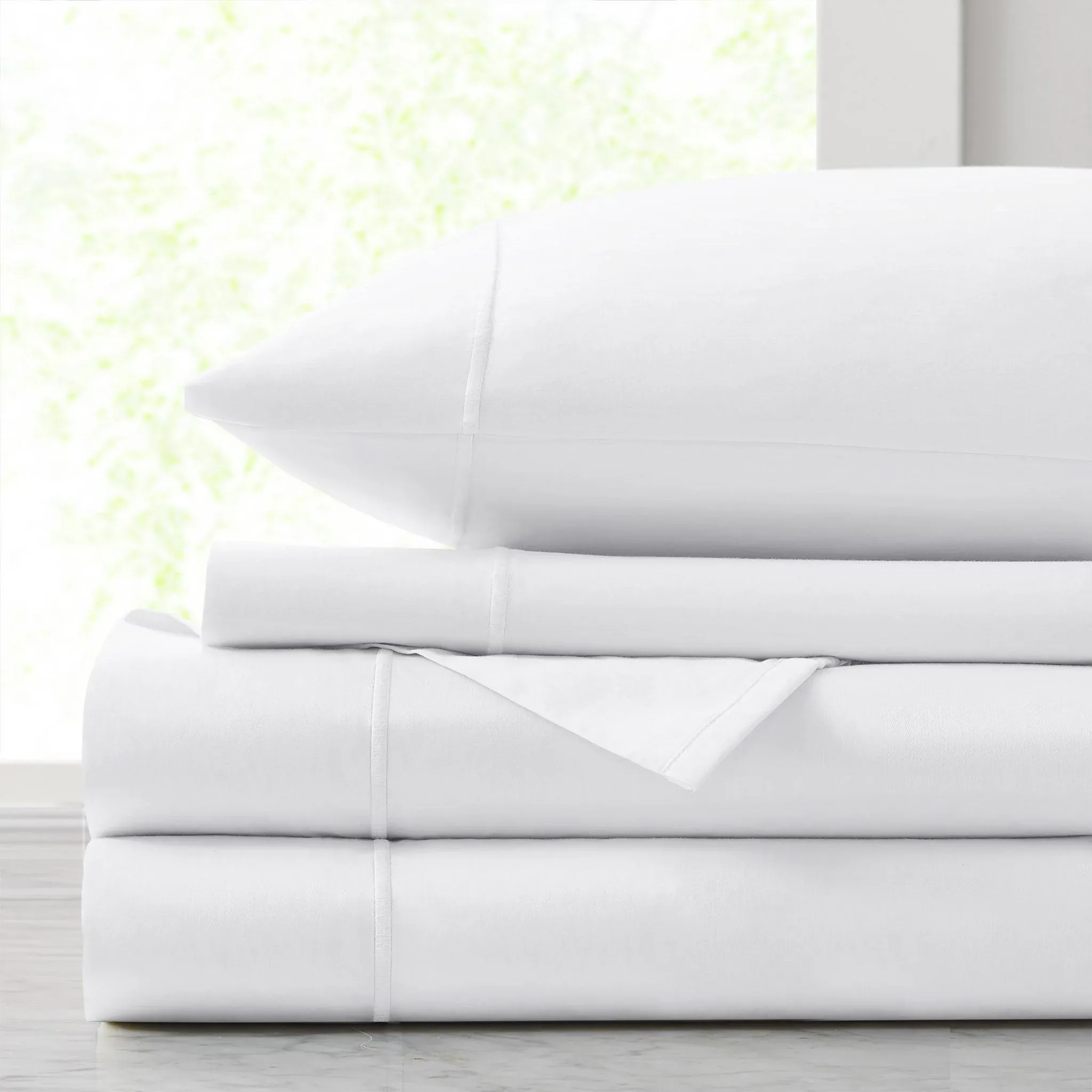 CROSCILL Egyptian Cotton Sheet Luxuriously Soft 500TC Cotton Sheets, Fitted Deep Pocket Sheet Set Fits Up to 18" Mattress, All Seasons 100% Certified Egyptian Cotton Bed Sheets, King White 4 Piece