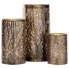 Benzara The Deep Set of 3 Metal Hurricane Candle Holders