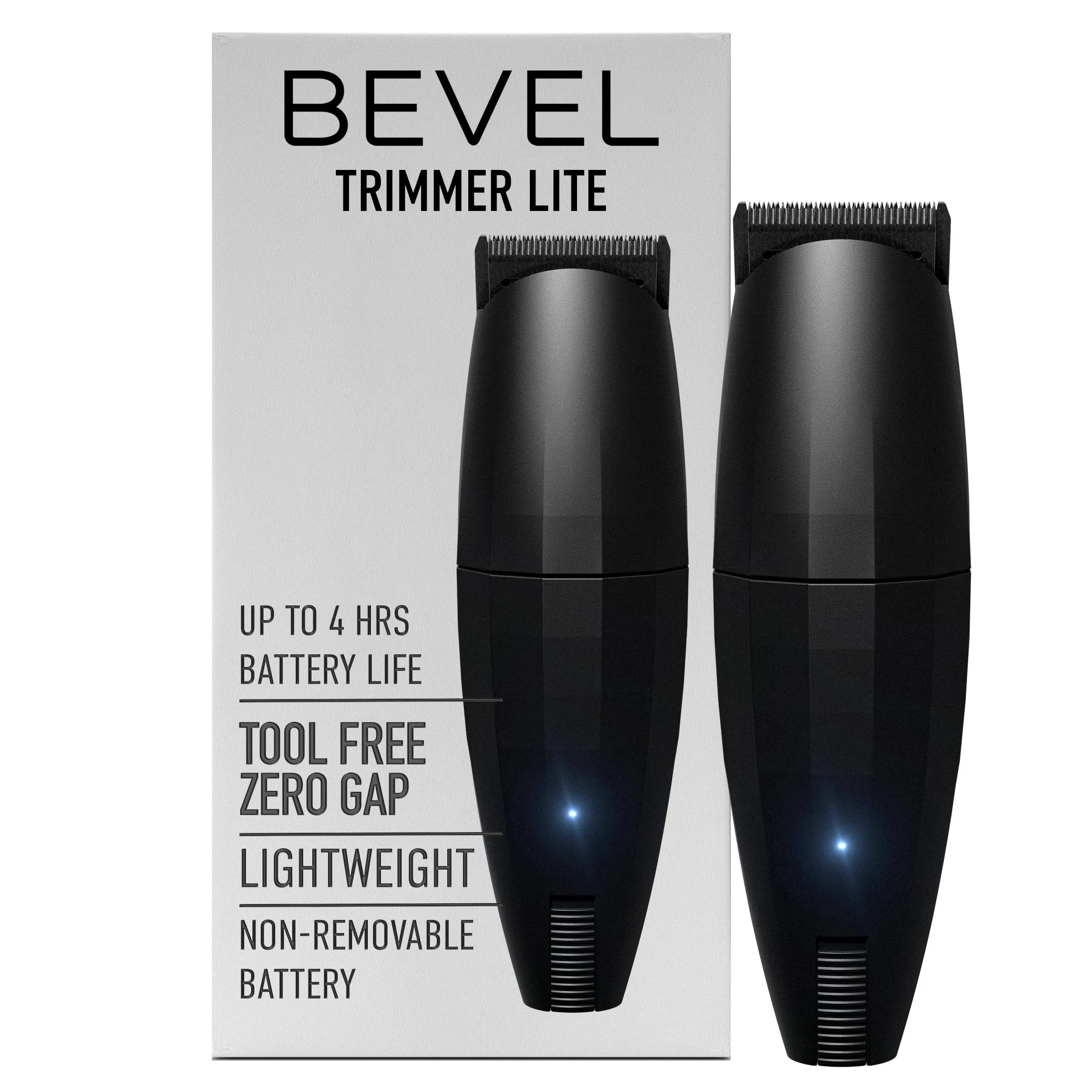 Bevel Trimmer Lite for Men- Black Edition Cordless Trimmer/4 Hour Cordless Power