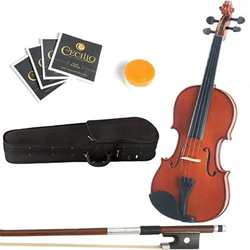 Mendini 14-Inch MA350 Satin Antique Solid Wood Viola with Case, Bow, Rosin, Bridge and Strings