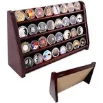 Military Coin Holder Stand 4 Row Solid Wood Display Cabinet