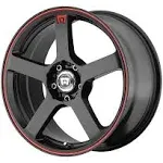 Motegi MR116 FS5 Matte Black Red Racing Stripe