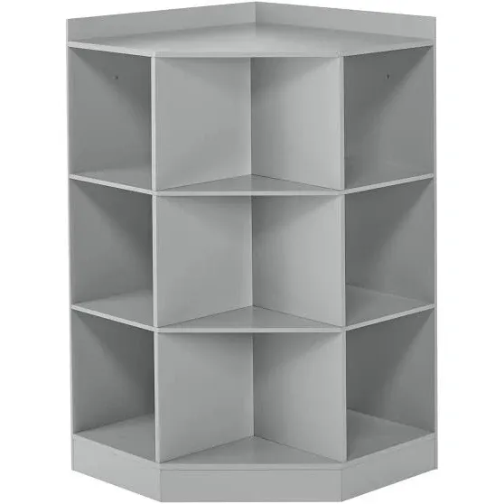 RiverRidge Kid's 6-Cubby 3-Shelf Corner Cabinet, Gray