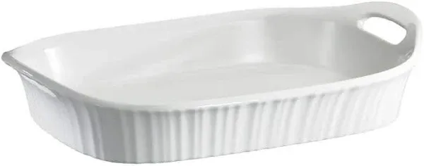 CorningWare French White III 3-Quart Ceramic Oblong Casserole Dish with Sleeve