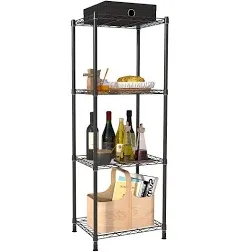 ZHAZHADI 4 Tier Fixed Layer Spacing Storage Shelf Metal Storage Rack Wire Shelving Unit Storage Shelves Metal 528Lbs Capacity 17" L x 13" W x 47" H for Pantry Closet Kitchen Laundry Black