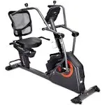 Sunny Health & Fitness Elite Recumbent Cross Trainer & Elliptical Machine with Arm Exercisers for Home Arm/Leg Training, Easy Adjust Seat & Mesh Backrest, Free SunnyFit App Bluetooth Connectivity