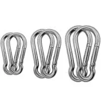 304 Stainless Steel Carabiners - Heavy Duty, Durable & Rust-Free Clips for Gym, Swing, Dog Leashes, Hammocks, Keychains, and More