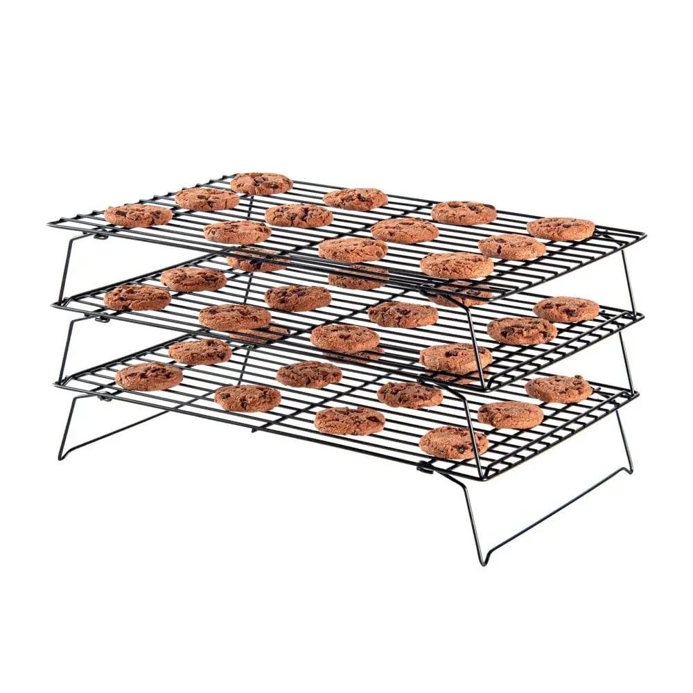 Met Lux Black Iron Stackable Cooling Rack Set - 3 Tier - 15 3/4" x 9 3/4" x 8 1/4" - 1 count box