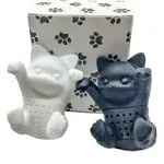 Tea Infuser Gift Set for Loose Leaf & Herbal Tea, Funny and Cute Silicone Cat Tea Strainer Pair in Unique Gift Box, Best Couples Gift, Set of 2, Black and White kit-tea