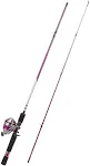 Zebco 33 Spincast Reel and Fishing Rod Combo, 6-Foot 2-Piece Durable Fiberglass Fishing Pole, QuickSet Anti-Reverse Fishing Reel with Bite Alert, Pink