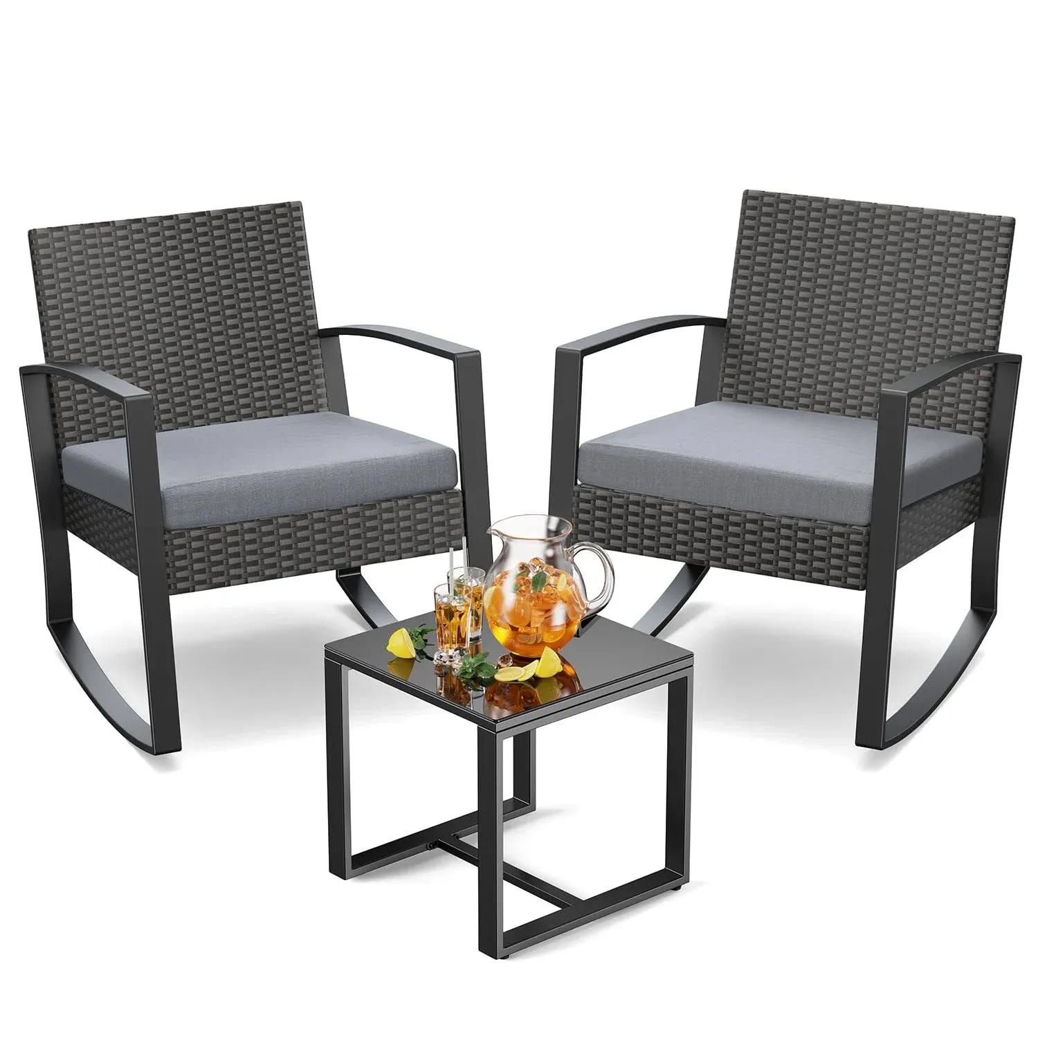 Noelse 3 Piece Wicker Patio Furniture Set