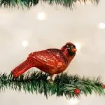 OLD WORLD CHRISTMAS RESTING CARDINAL CLIP-ON GLASS BIRD CHRISTMAS ORNAMENT 18041