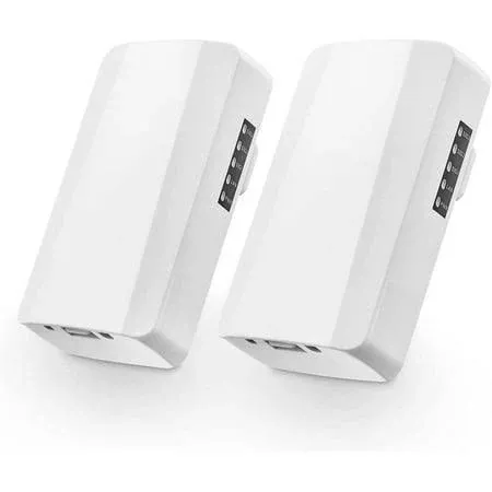 Outdoor Wireless Bridge, Point to Point WiFi Bridge, 2.4GHz 500M-1KM Distance, 2X 100Mbps Ethernet Port, 24V PoE Adapter, 2 Pack