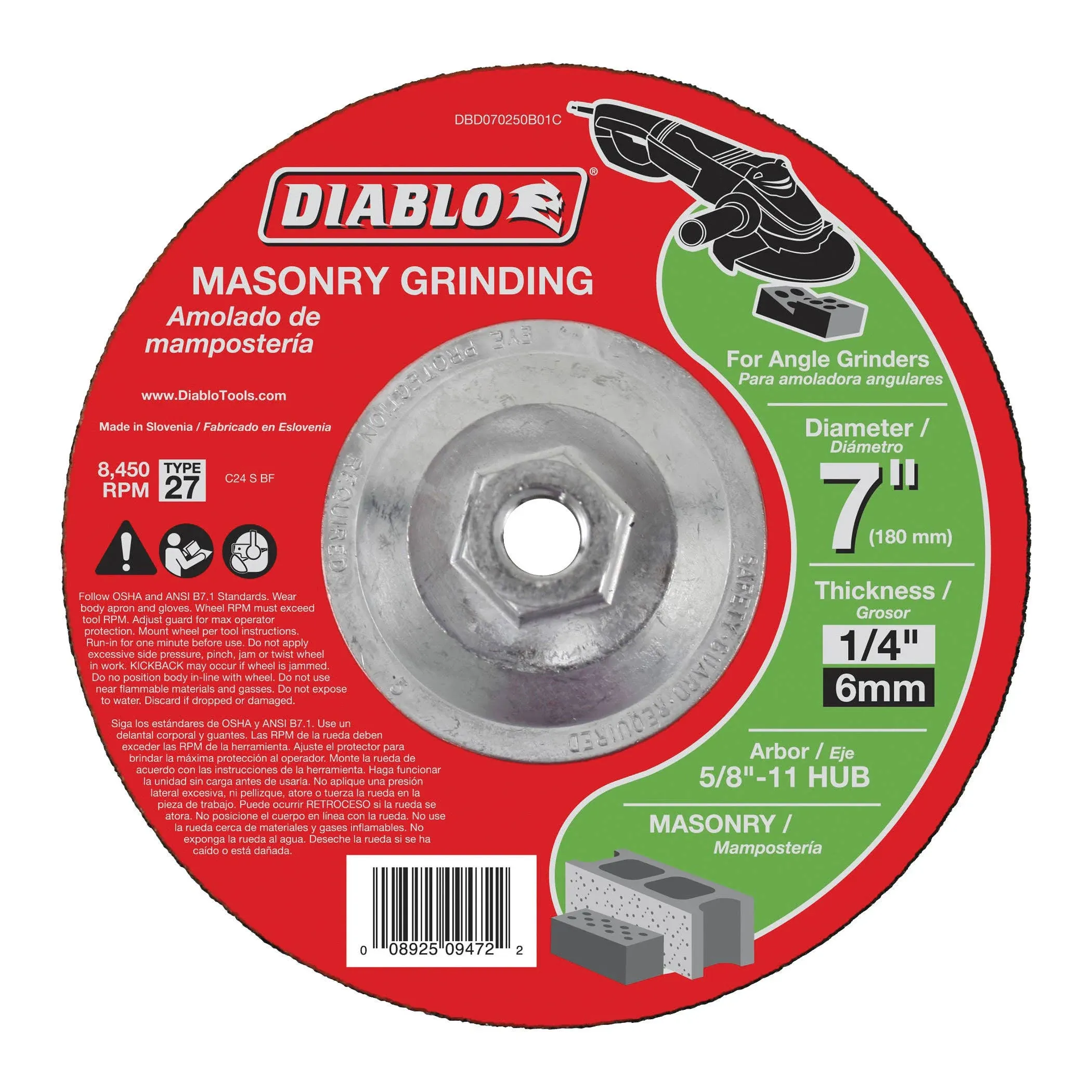 Diablo Masonry Grinding Disc Type 27 Hub