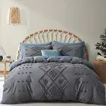 OLI Anderson Tufted Duvet Cover King size, Soft and Lightweight Duvet Covers Set for All Seasons, 3 Pieces Boho Embroidery Shabb