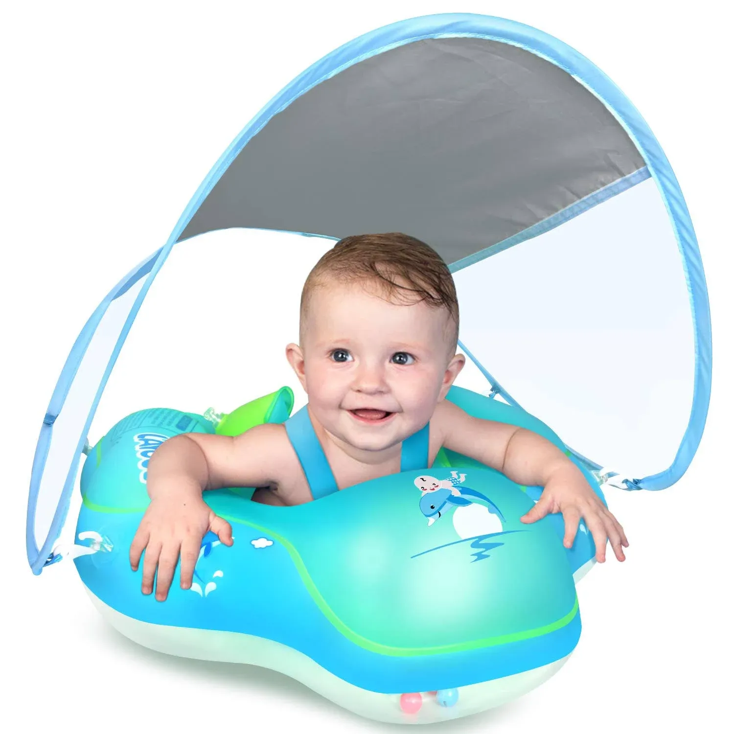 LAYCOL Baby Swimming Float with Sun Canopy Over UPF50+ , Baby Floats for Pool Ad