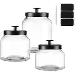 Hyperspace Clear Glass Kitchen Canister Set, Cookie Jar, Food Storage Container, Bathroom Jar with Metal Airtight Lid (Black)