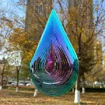 Dinoneyi Wind Spinner Outdoor Metal 3D Wind Spinner Hanging Yard Garden Decor Gifts Stainless Steel Water Drop-shaped Spinners with 360° Rotating